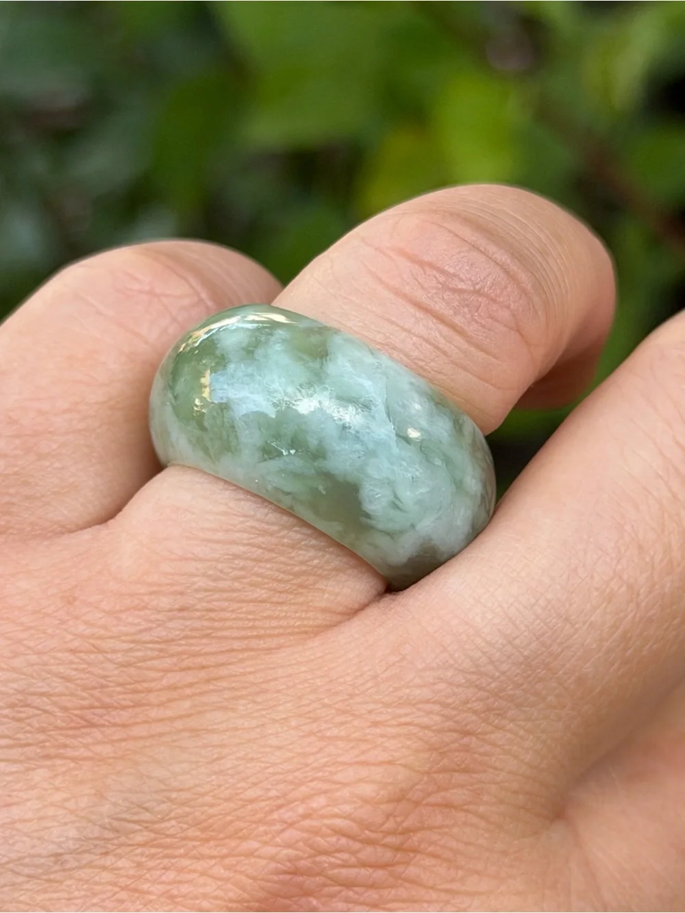 Size 7 Natural Xiuyu Jade Dome Ring 2150